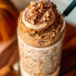 High Protein Pumpkin Overnight Oats Served in a Jar