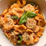 Italian Chicken Sausage Pasta Garnished with Fresh Basil