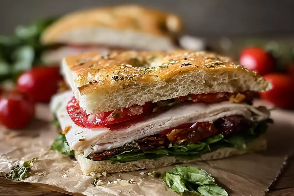 Italian Turkey Focaccia Sandwiches Ready to Serve