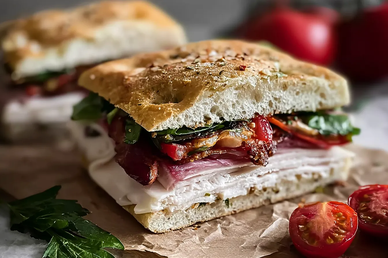Italian Turkey Focaccia Sandwiches: A Flavorful Delight! 4 Italian Turkey Focaccia Sandwiches