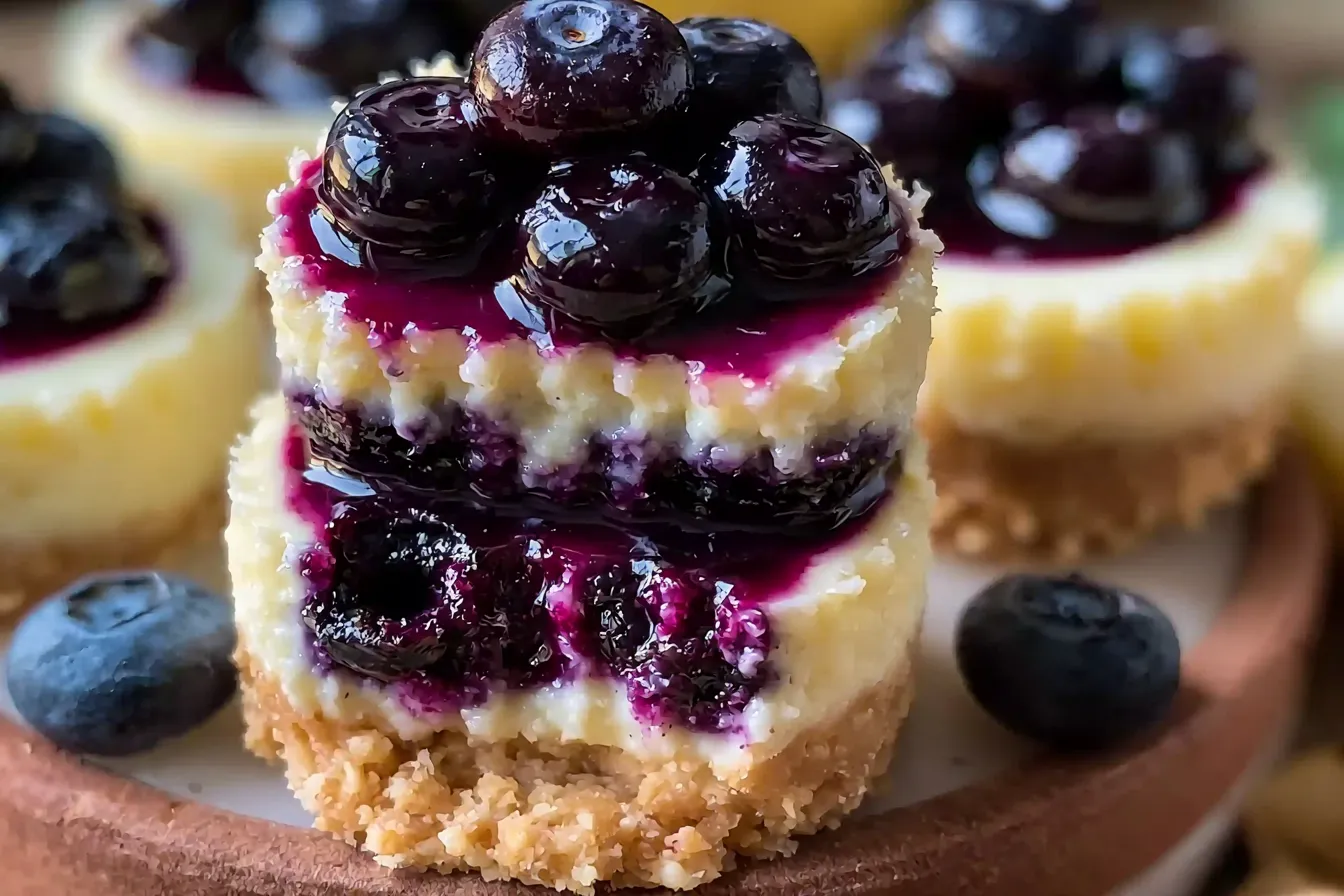 Juicy Mini Lemon Blueberry Cheesecakes 