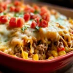 Cheesy Meaty Keto Taco Casserole in a Baking Dish