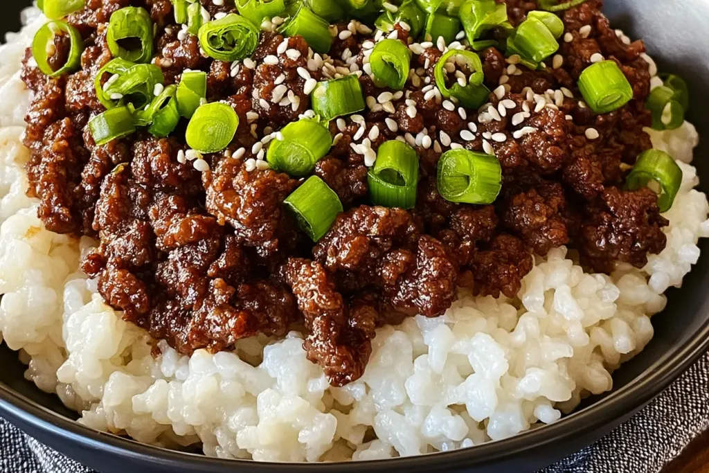 Korean Ground Beef Bowl (25-Minutes) with Fresh Vegetables