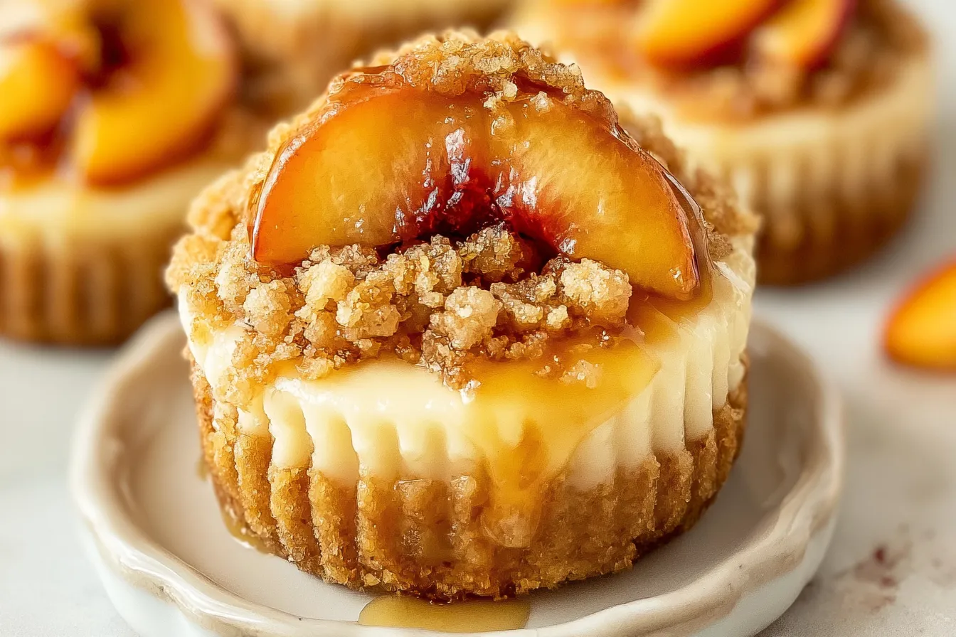 Mini Peach Cobbler Cheesecakes Recipe – Individual Peach Cheesecake Cups 