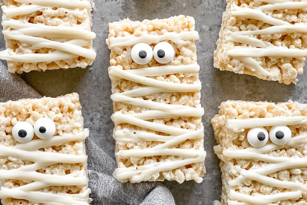Mummy Rice Krispie Treats (fun for kids to make) – Spooktacular Fun! 3 Mummy Rice Krispie Treats for Halloween Fun