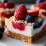 No-Bake Flag Cheesecake Bars on a Festive Table