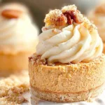 No Bake Pumpkin Mini Cheesecakes Served on a Plate