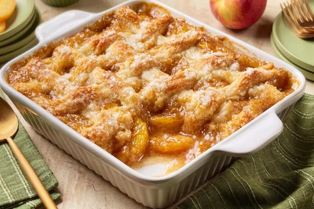Old Fashioned Peach Cobbler: A Slice of Happiness 3 Old Fashioned Peach Cobbler Fresh Out of the Oven