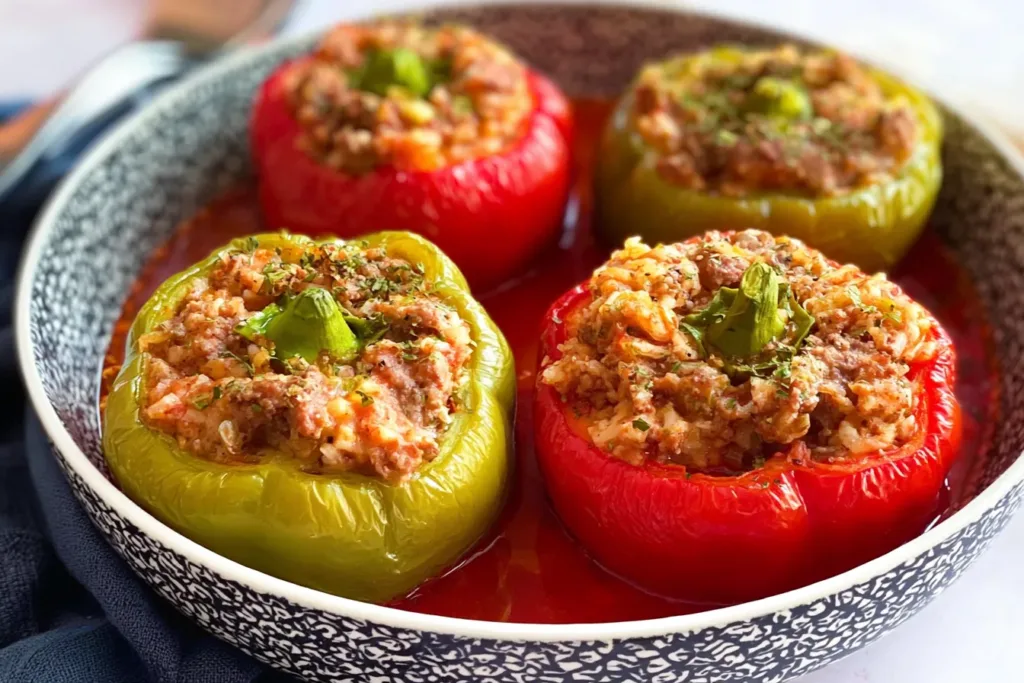 Old Fashioned Stuffed Bell Peppers Ready to Serve