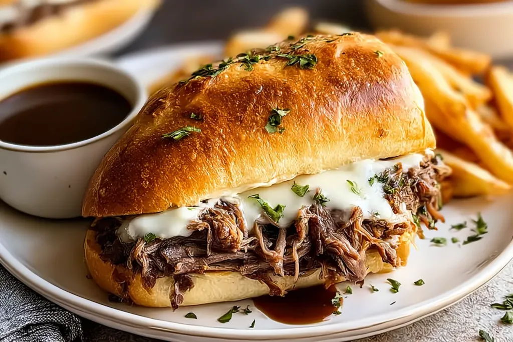 Outstanding Slow Cooker French Dip Sandwiches Ready to Serve
