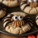 Peanut Butter Spider Cookies on Halloween Plate