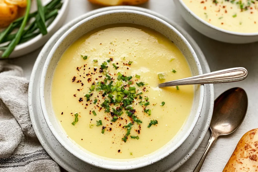 Delicious Bowl of Potato Leek Soup Ready to Enjoy