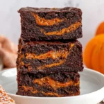Decadent Pumpkin Brownies on a Plate