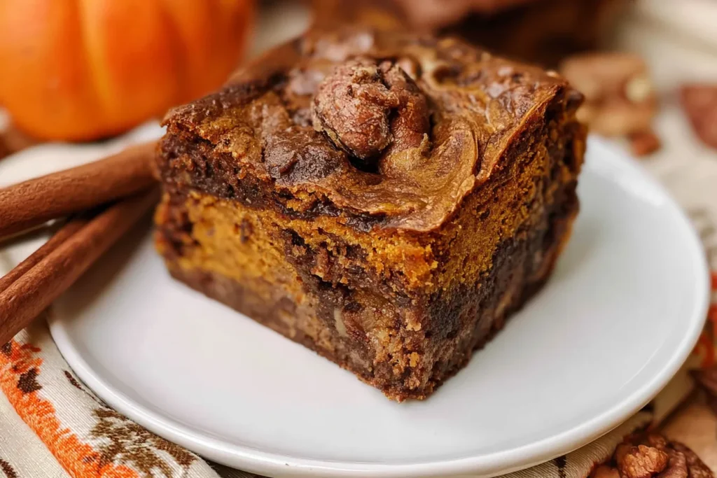 Delicious Pumpkin Brownies with a Chocolate Drizzle