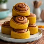 Delicious Pumpkin Cinnamon Rolls on a Platter