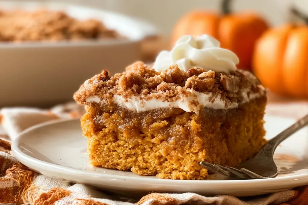 Pumpkin Dump Cake on a Rustic Table