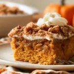 Pumpkin Dump Cake on a Rustic Table