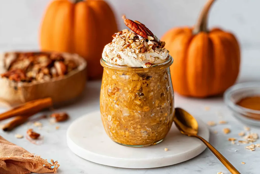 Pumpkin Pie Overnight Oats in a Jar