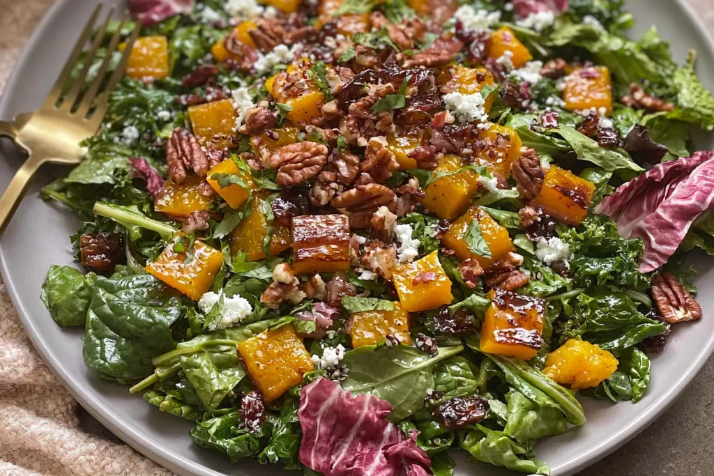 Colorful Roasted Butternut Squash Salad in a Bowl