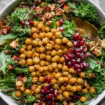 Roasted Chickpea Fall Salad in a Rustic Bowl