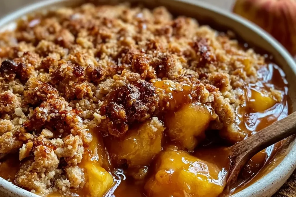 Salted Caramel Apple Crisp with Crunchy Oat Topping
