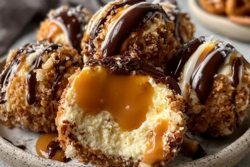 Salted Caramel Pretzel Cheesecake Balls - Delicious No-Bake Dessert