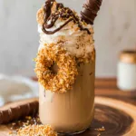 Samoas Iced Coffee in a Glass with Toppings