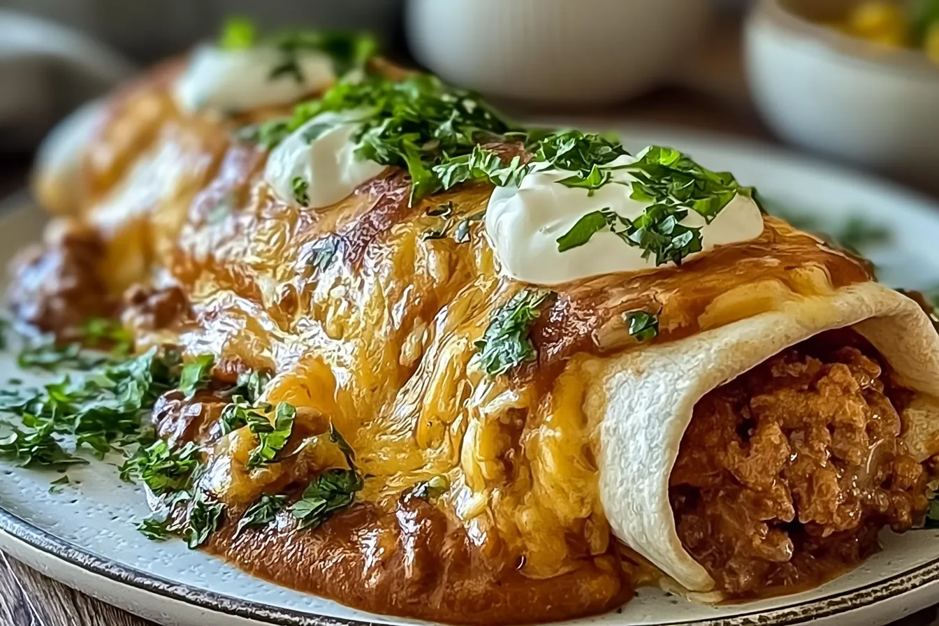 Savory Smothered Ground Beef Burritos with Creamy Chipotle Delight 