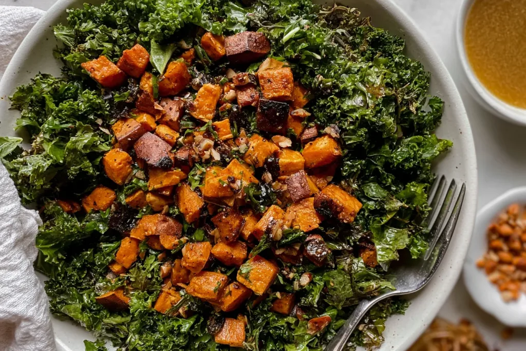 Smoky Sweet Potato Kale Salad with Hot Ginger Dressing Delights 3 Delicious Smoky Sweet Potato Kale Salad with Hot Ginger Dressing