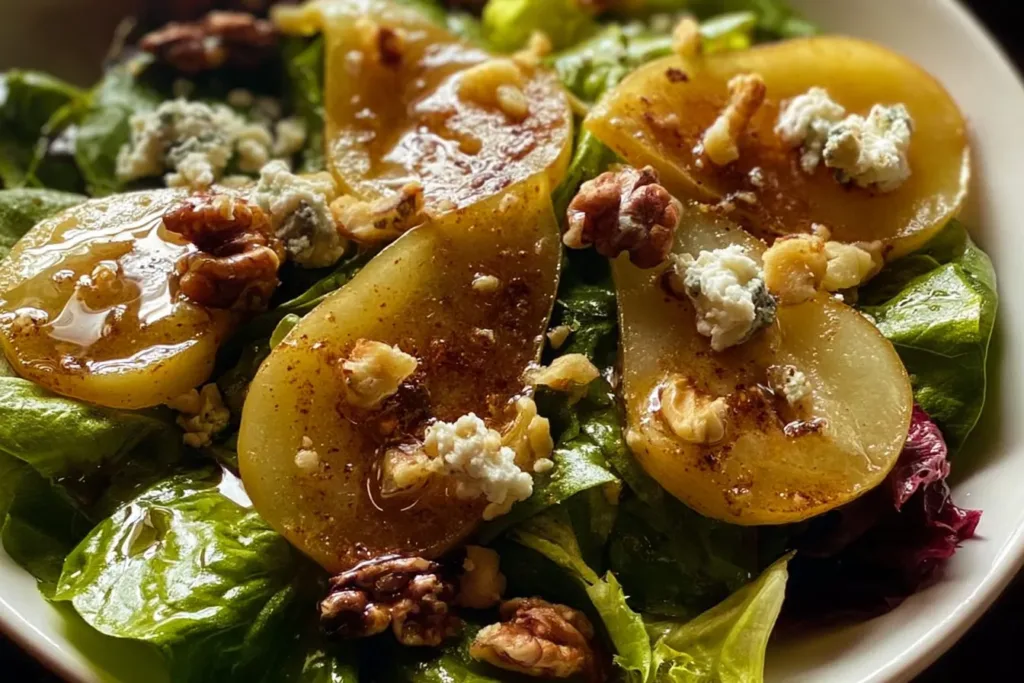 Delicious Spiced Pear Greens Salad