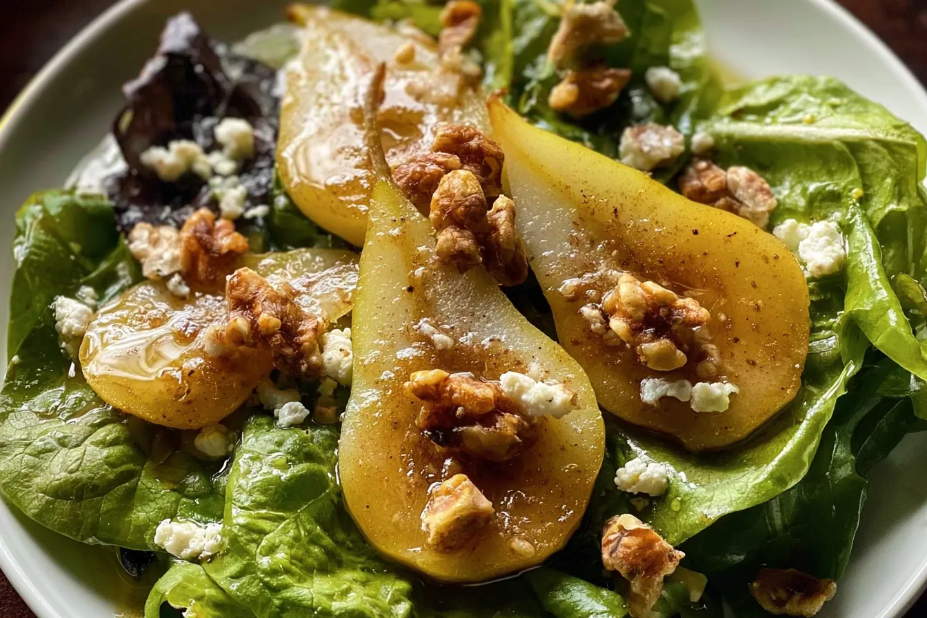 Spiced Pear Greens Salad 
