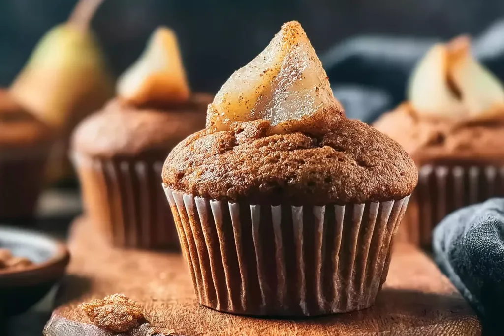 Golden Spiced Pear Muffins Freshly Baked