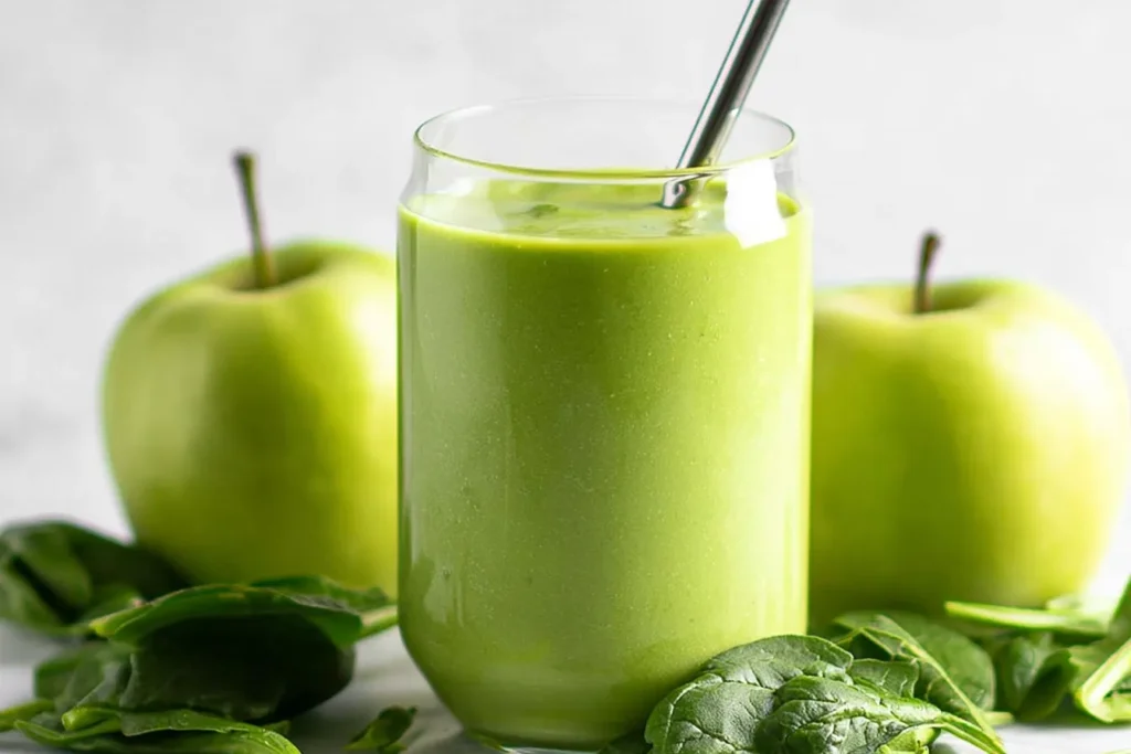 Delicious Spinach Green Apple Smoothie in a Glass