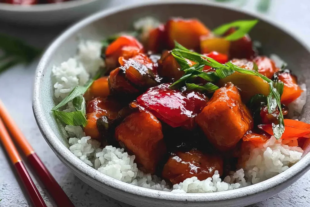 Sweet and Sour Chicken Dish Ready to Serve