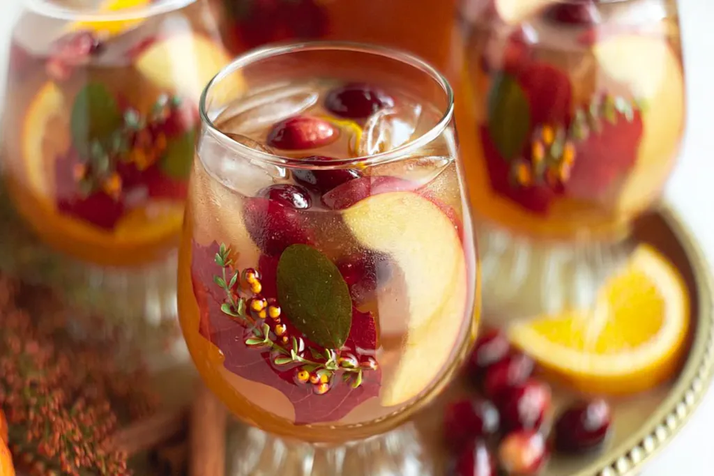 Thanksgiving Punch (Mocktail Or Cocktail) in Festive Glasses