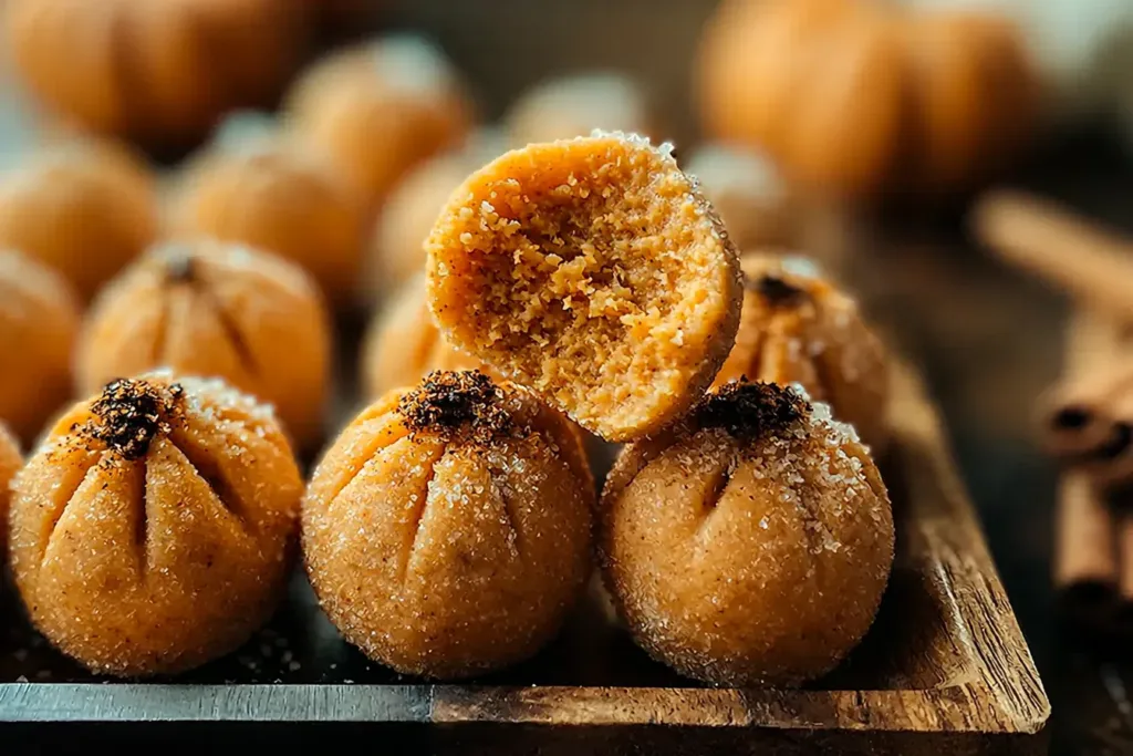 The Best No-Bake Pumpkin Cheesecake Truffles on a Plate