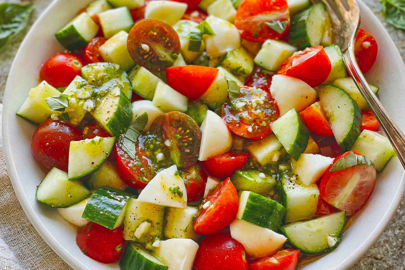 Tomato Cucumber Mozzarella Salad