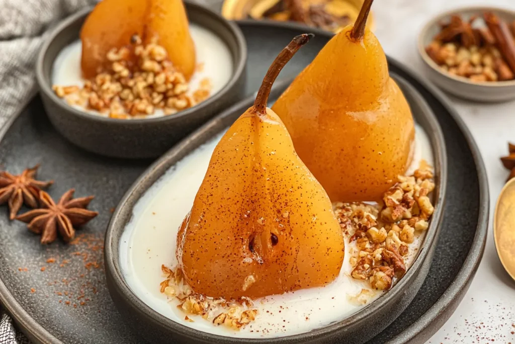Vanilla Bourbon Poached Pears: A Decadent Delight 3 Delicious Vanilla Bourbon Poached Pears