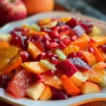 Winter Fruit Salad with Cinnamon Vanilla Dressing in a Bowl