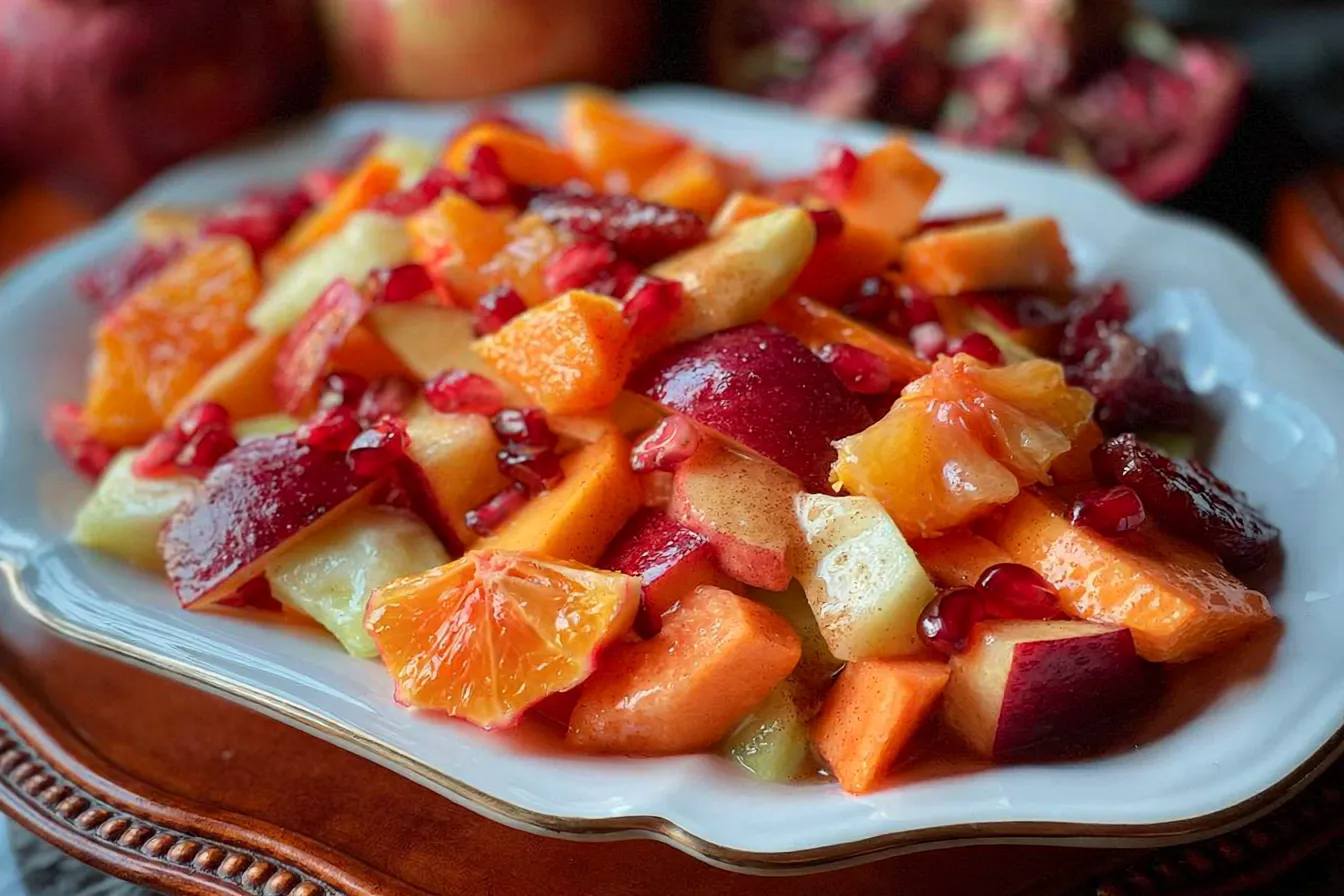 Winter Fruit Salad with Cinnamon Vanilla Dressing 