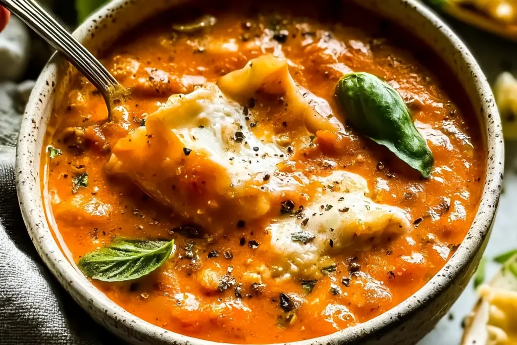 5-Ingredient Lasagna Soup in a Bowl