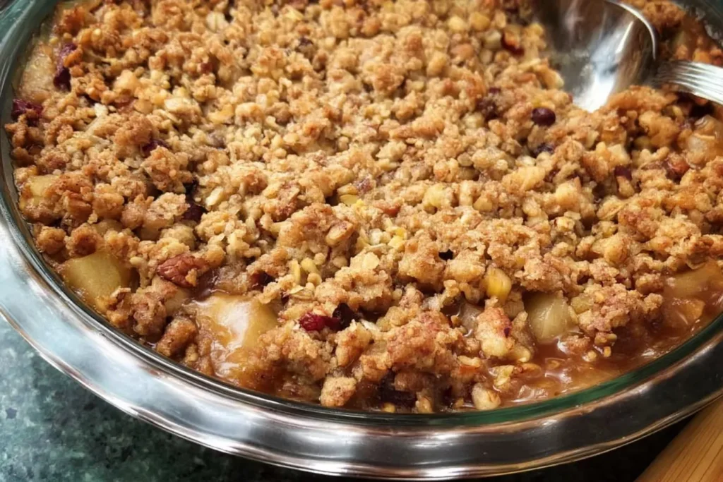 Warm Apple, Cranberry, and Pear Crisp Fresh Out of the Oven