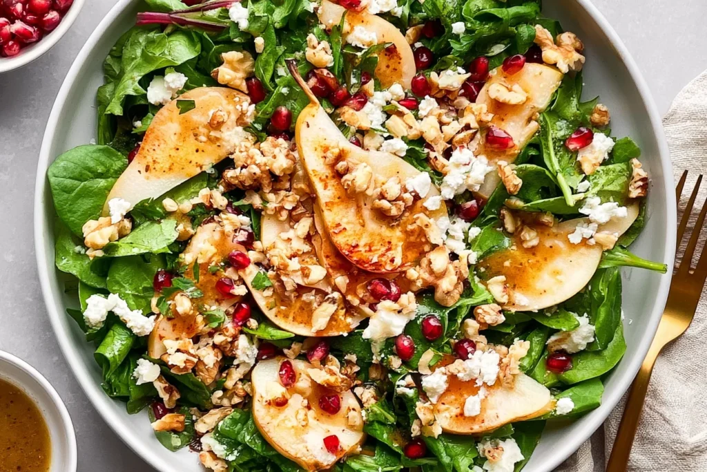 Asian Pear Salad with Walnuts and Maple Mustard Dressing