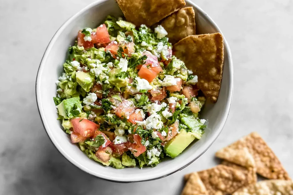 Avocado Feta Dip in a Bowl