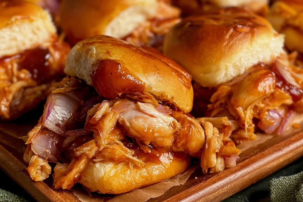 Delicious BBQ Chicken Sliders on a Platter
