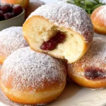 Delicious Berliner (German Donuts) with Powdered Sugar