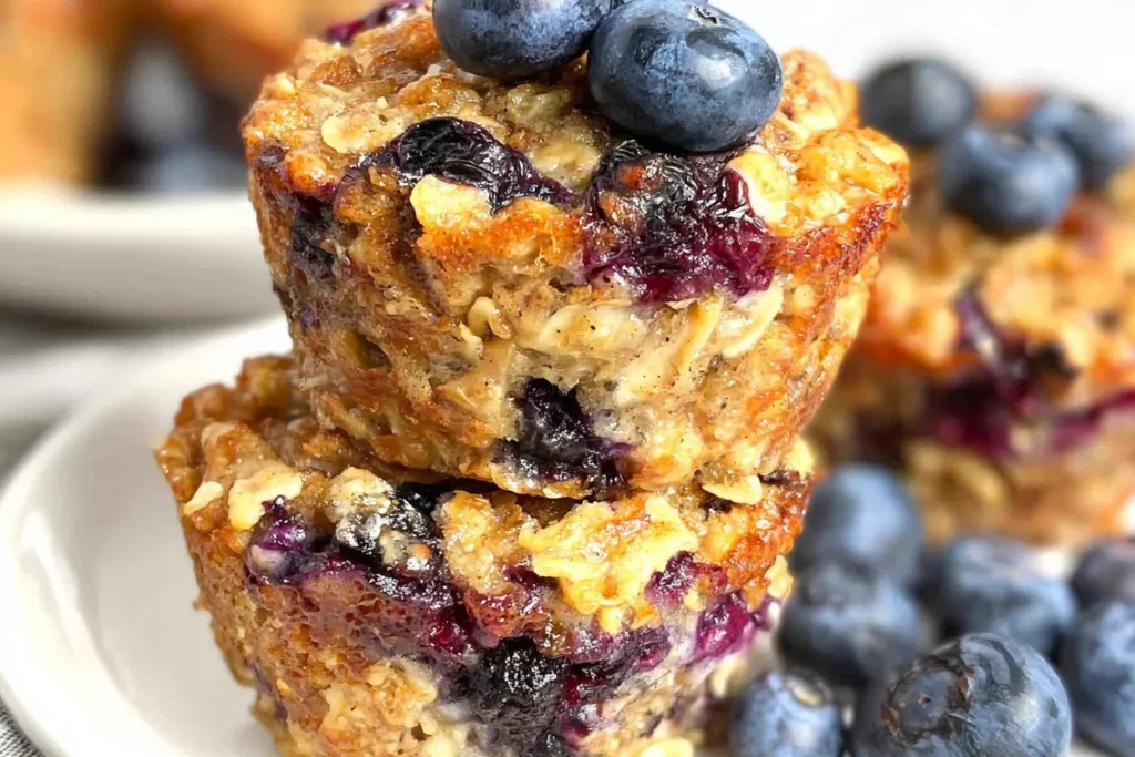 Blueberry Banana Baked Oatmeal Cups Fresh Out of the Oven