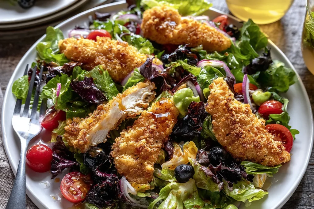 Cornmeal Crusted Chicken Salad in a Bowl