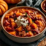 Delicious Cozy Crockpot Pumpkin Chili in a Bowl