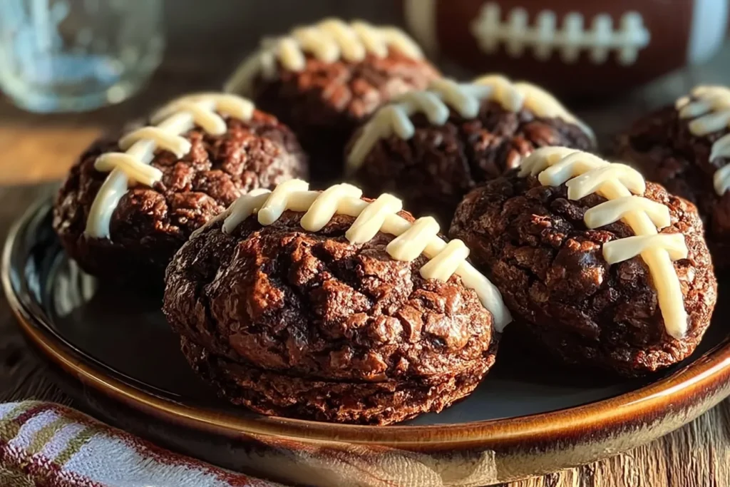 Cozy Football-Shaped Chocolate Brownie Bites Ready for Game Day